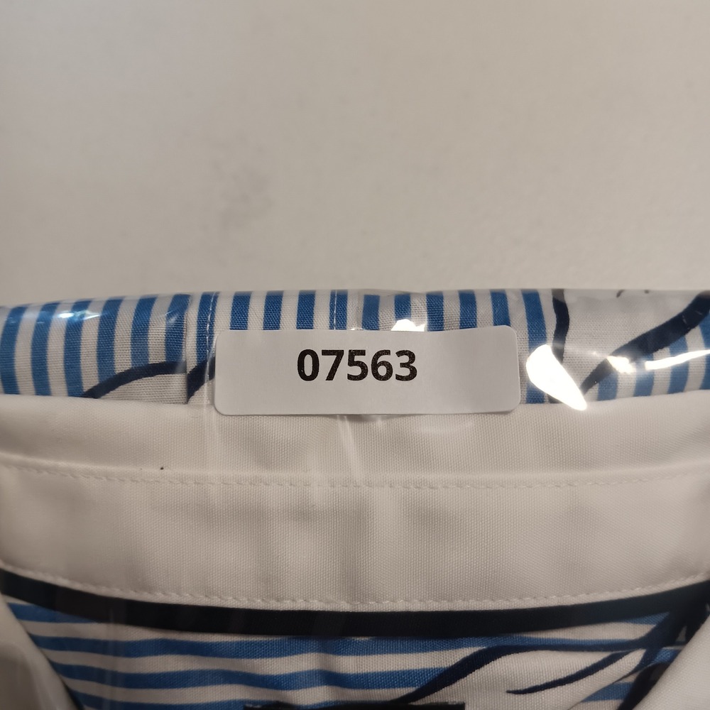 Talbots Button Front Non-Iron Shirt Woman 8P Blue Floral Striped ID5134 - Picture 7 of 7